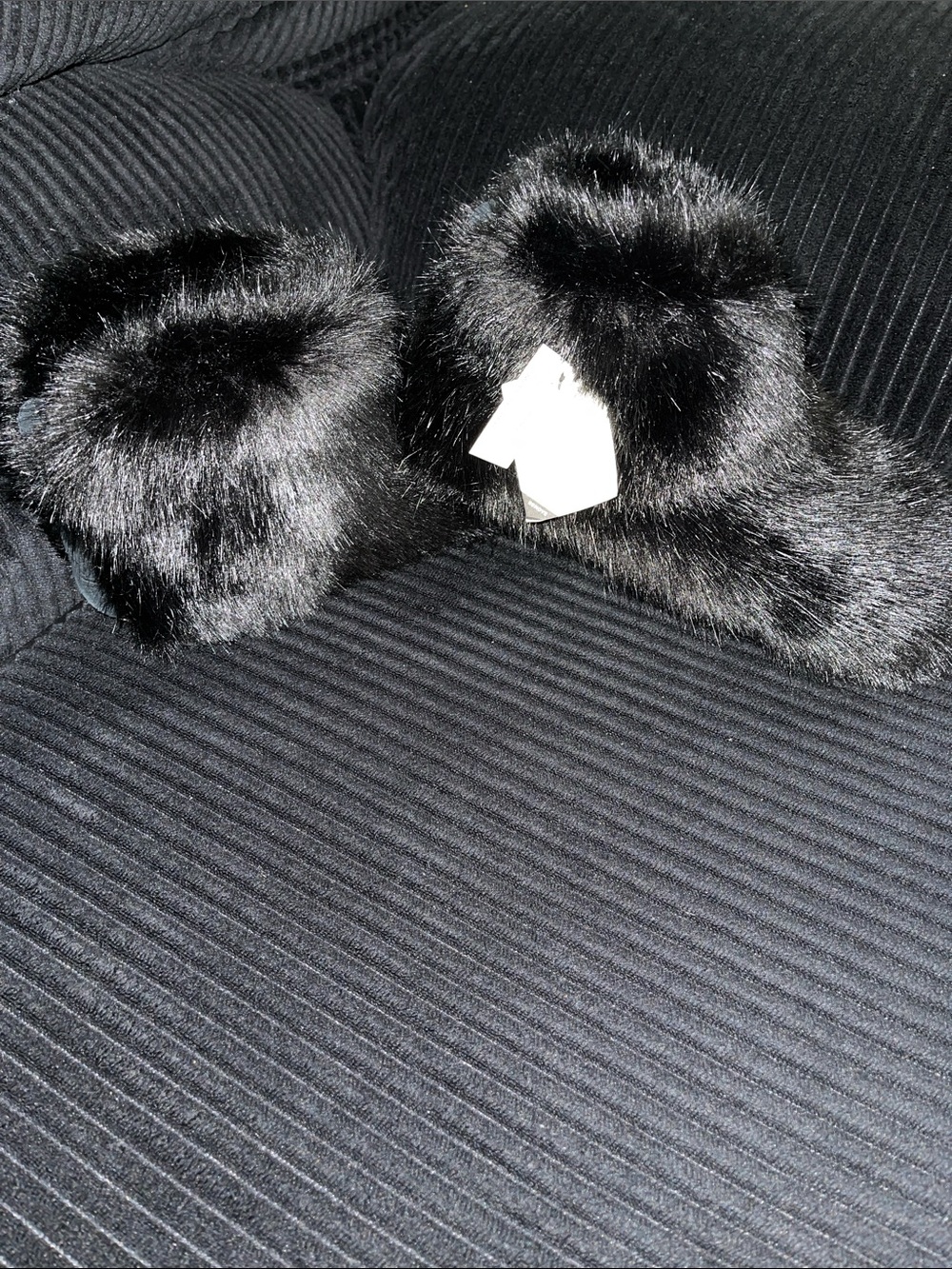 Cute UGG Black Faux Fur Slide Slippers